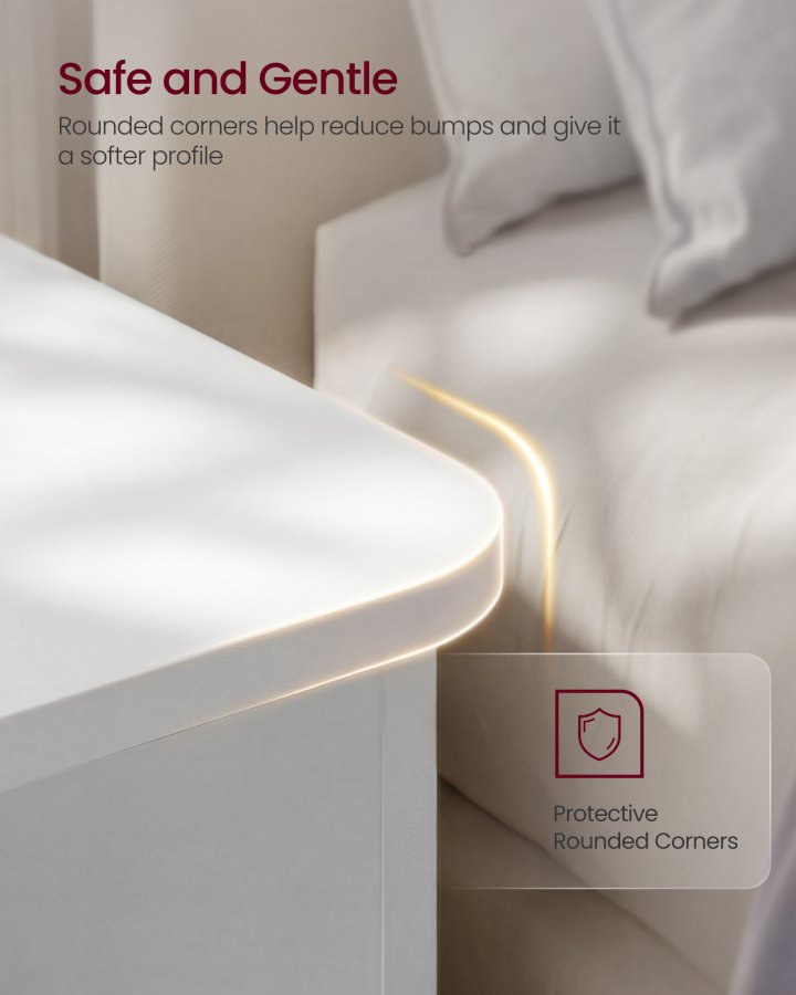 VASAGLE Sengebord, Snapsemble Superfast Assemble, 3-lags sidebord med �bne hylder, Lav til sovev�relse, stue, sm� rum, 30 x 35 x 45 cm, Cloud White LET123WE01