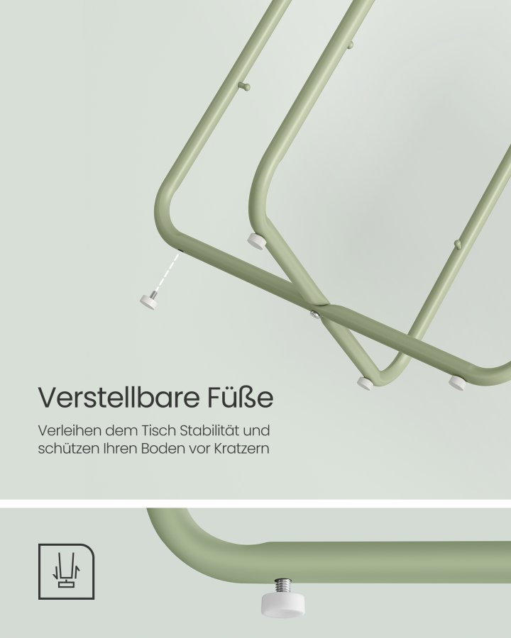 VASAGLE Litet runt sidobord, modernt nattduksbord med tygkorg, nattduksbord f&ouml;r vardagsrum/sovrum, lagergr&ouml;nt och kr&auml;mvitt LET223C69
