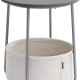 VASAGLE Litet runt soffbord, sidobord med tygkorg, förvaring, för vardagsrum, sovrum, nattduksbord, modern stil, cementgr och molnvit LET223G49