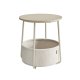 VASAGLE Litet runt soffbord, sidobord med tygkorg, f&ouml;rvaring f&ouml;r vardagsrum, sovrum, s&auml;ngbord, modern stil, kr&auml;mvit LET223K67