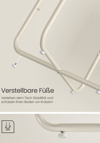 VASAGLE Litet runt soffbord, sidobord med tygkorg, f&ouml;rvaring f&ouml;r vardagsrum, sovrum, s&auml;ngbord, modern stil, kr&auml;mvit LET223K67