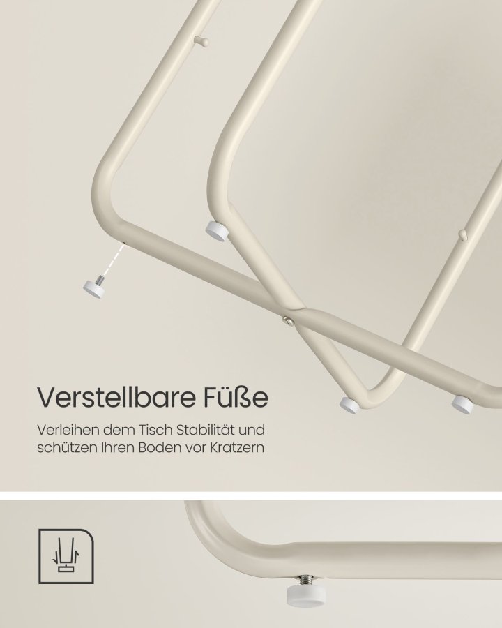 VASAGLE Litet runt soffbord, sidobord med tygkorg, f&ouml;rvaring f&ouml;r vardagsrum, sovrum, s&auml;ngbord, modern stil, kr&auml;mvit LET223K67