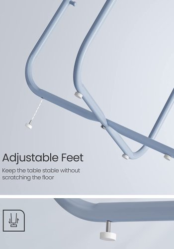 VASAGLE Beistelltisch, rund, mit 1 Stoffkorb – puderblaues Polyester und pastellblaue Spanplatte/Stahl (45)