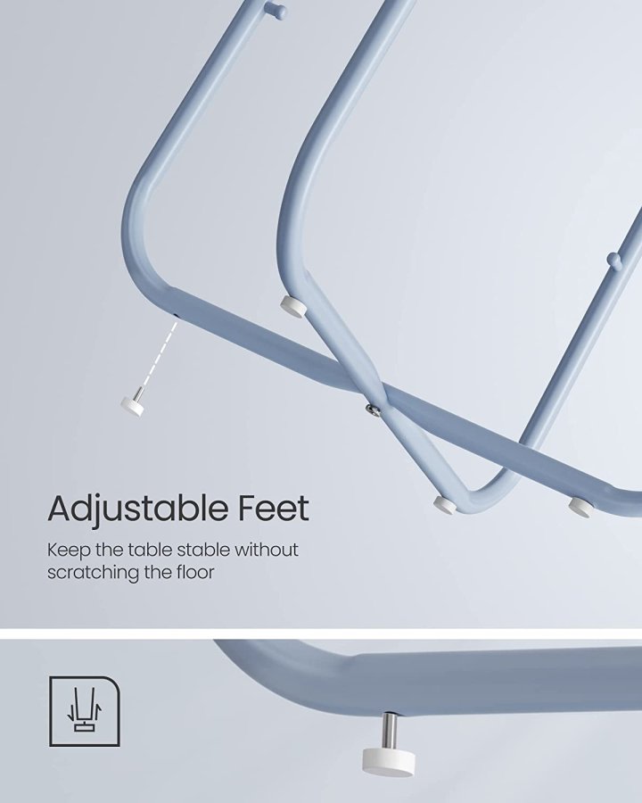 VASAGLE Beistelltisch, rund, mit 1 Stoffkorb – puderblaues Polyester und pastellblaue Spanplatte/Stahl (45)