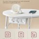 VASAGLE Lille rundt sofabord, sidebord med stofkurv og str�mskinne, opbevaring, til stue, sovev�relse, sengebord, moderne stil, mat hvid og kamelbrun LET228W02