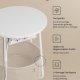VASAGLE Lille rundt sofabord, sidebord med stofkurv og str�mskinne, opbevaring, til stue, sovev�relse, sengebord, moderne stil, mat hvid og kamelbrun LET228W02