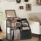 VASAGLE Pladespillerstativ, 3-lags sidebord, vinylpladeopbevaring op til 140 albums, sidebord til stue, sovev�relse, rustik brun LET276K01