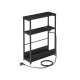 VASAGLE LET335B02 smal sengebord, m. 3 hylder, str�mskinne - ibenholt sort sp�nplade og bl�ksort st�l (45x18)