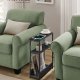 VASAGLE LET335B02 smal sengebord, m. 3 hylder, str�mskinne - ibenholt sort sp�nplade og bl�ksort st�l (45x18)