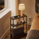 VASAGLE LET335B02 smal sengebord, m. 3 hylder, str�mskinne - ibenholt sort sp�nplade og bl�ksort st�l (45x18)