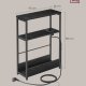 VASAGLE LET335B02 smal sengebord, m. 3 hylder, str�mskinne - ibenholt sort sp�nplade og bl�ksort st�l (45x18)
