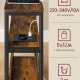 VASAGLE Slankt sidebord med str�mskinne, natbord i 3 niveauer, endebord, til sm� rum, magasinhylde, stue, sovev�relse, kontor, rustik brun og bl�ksort LET335K02