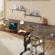 VASAGLE Slankt sidebord med str�mskinne, natbord i 3 niveauer, endebord, til sm� rum, magasinhylde, stue, sovev�relse, kontor, rustik brun og bl�ksort LET335K02
