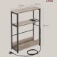 VASAGLE Slim sidebord med str�mskinne, 3-lags sengebord, sofaende, til sm� rum, magasinholder, stue, sovev�relse, kontor, lynggr� og bl�ksort LET335K05