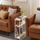 VASAGLE Slim sidebord med str�mskinne, 3-niveau sengebord, sidebord, til sm� rum, magasinhylde, stue, sovev�relse, kontor, cremehvid LET335W02