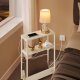 VASAGLE Slim sidebord med str�mskinne, 3-niveau sengebord, sidebord, til sm� rum, magasinhylde, stue, sovev�relse, kontor, cremehvid LET335W02