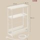 VASAGLE Slim sidebord med str�mskinne, 3-niveau sengebord, sidebord, til sm� rum, magasinhylde, stue, sovev�relse, kontor, cremehvid LET335W02