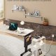 VASAGLE Slim sidebord med str�mskinne, 3-niveau sengebord, sidebord, til sm� rum, magasinhylde, stue, sovev�relse, kontor, cremehvid LET335W02