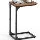 VASAGLE C-formet sidebord, lille sidebord til sofa, sofabord med metalramme til stue, sovev�relse, sengebord, rustik brun og sort
