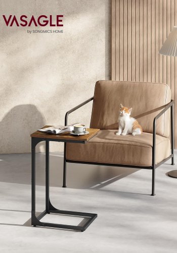 VASAGLE C-formet sidebord, rektangul�r - rustik brun sp�nplade og sort st�l (40x30)