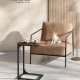VASAGLE C-formet sidebord, lille sidebord til sofa, sofabord med metalramme til stue, sovev�relse, sengebord, rustik brun og sort