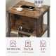 VASAGLE LET375B01 Nachttisch, mit schmaler Steckdose, 2 AC-Anschl&uuml;ssen, 2 USB-Anschl&uuml;ssen, 1 Ablage - Vintage-braune Spanplatte und schwarzer Stahl (34x30)