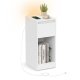 Natbord med stikkontakter, sengebord med LED-lys, pladsbesparende, til sovev�relse, stue, hvid