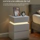 VASAGLE Sengebord, med justerbar flerfarvet LED-strip, 3 skuffer, moderne sidebord, 35 x 40 x 55 cm, hvid LET630T10