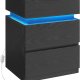 Vasagle LET630T56 Natbord med LED-belysning, Sidebord, Natbordskab, Sofabord, Justerbare farver, 3 skuffer, Sovev�relse, Moderne, 35 x 40 x 55 cm, Sort med tr�struktur