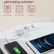 VASAGLE LET631W14 Natbord, Sidebord, 3 skuffer, Skr� kant, 2 AC-stikkontakter, 2 USB-porte, Stue, Sovev�relse, Arbejdsv�relse, Moderne, Cloud White