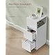 VASAGLE Natbord Slankt sidebord med 2 skuffer �bent rum Venstre eller h�jre Fleksibel montering Sovev�relse Stue Cloud White LET656W01