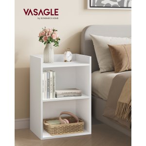 VASAGLE Custos Collection - Natbord med �bne rum, sidebord med justerbar hylde, dobbelt anvendelse, nem montering, til sovev�relse, stue, Cloud White LET666WB01