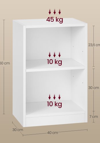 VASAGLE Custos Collection - Natbord med �bne rum, sidebord med justerbar hylde, dobbelt anvendelse, nem montering, til sovev�relse, stue, Cloud White LET666WB01