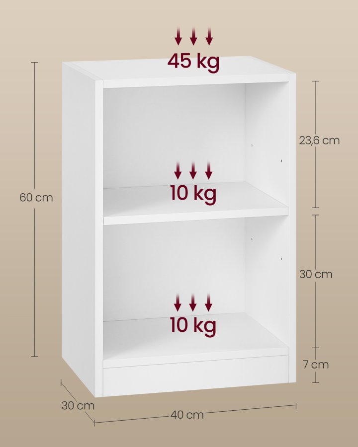 VASAGLE Custos Collection - Natbord med �bne rum, sidebord med justerbar hylde, dobbelt anvendelse, nem montering, til sovev�relse, stue, Cloud White LET666WB01