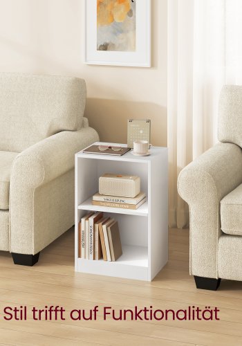 VASAGLE Custos Collection - Natbord med �bne rum, sidebord med justerbar hylde, dobbelt anvendelse, nem montering, til sovev�relse, stue, Cloud White LET666WB01