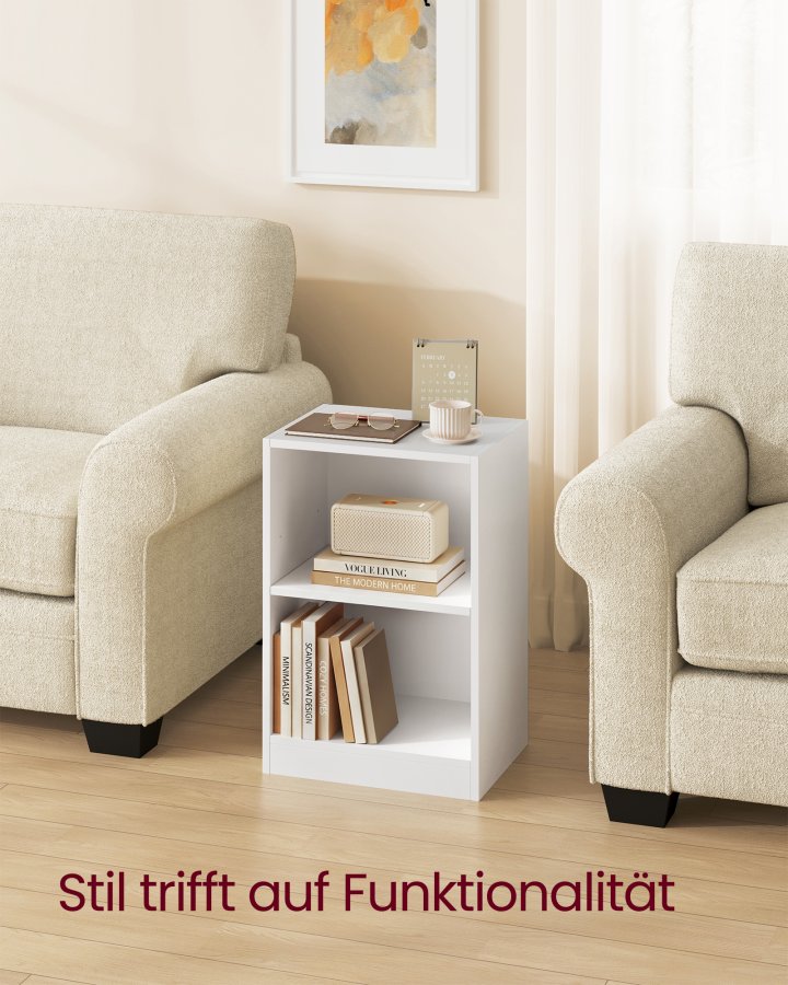 VASAGLE Custos Collection - Natbord med �bne rum, sidebord med justerbar hylde, dobbelt anvendelse, nem montering, til sovev�relse, stue, Cloud White LET666WB01