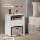 VASAGLE LET777W04 Natbord, V�rkt�jsfri Samling, Sidebord med Str�mskinne og Skuffe, Moderne, Sovev�relse, Stue, Mat Hvid