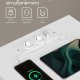VASAGLE LET777W04 Natbord, V�rkt�jsfri Samling, Sidebord med Str�mskinne og Skuffe, Moderne, Sovev�relse, Stue, Mat Hvid