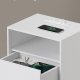 VASAGLE LET777W04 Natbord, V�rkt�jsfri Samling, Sidebord med Str�mskinne og Skuffe, Moderne, Sovev�relse, Stue, Mat Hvid