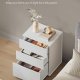 VASAGLE Superhurtig v�rkt�jsfri montering, sengebord, natbord med 3 opbevaringsskuffer, sidebord, moderne minimalistisk, sovev�relse stue, mat hvid og cappuccino beige LET778W01