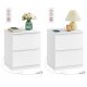 VASAGLE KAILYN Kollektion - Natborde med str�mskinne, S�t med 2 sideborde, 2 skuffer, 2 AC-stik, 2 USB-A-porte, Stue/Sovev�relse, Moderne, Cloud White LET821W02