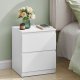 VASAGLE KAILYN Kollektion - Natborde med str�mskinne, S�t med 2 sideborde, 2 skuffer, 2 AC-stik, 2 USB-A-porte, Stue/Sovev�relse, Moderne, Cloud White LET821W02