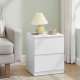 VASAGLE KAILYN Kollektion - Natborde med str�mskinne, S�t med 2 sideborde, 2 skuffer, 2 AC-stik, 2 USB-A-porte, Stue/Sovev�relse, Moderne, Cloud White LET821W02
