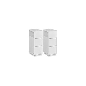 VASAGLE S�t med 2 smalle sengeborde med 2 skuffer, �bent rum til venstre eller h�jre, fleksibel montering til sovev�relse, stue, Cloud White LET856W01