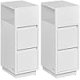 VASAGLE S�t med 2 smalle sengeborde med 2 skuffer, �bent rum til venstre eller h�jre, fleksibel montering til sovev�relse, stue, Cloud White LET856W01
