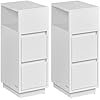 VASAGLE S�t med 2 smalle sengeborde med 2 skuffer, �bent rum til venstre eller h�jre, fleksibel montering til sovev�relse, stue, Cloud White LET856W01