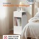 SONGMICS HOME Slim Natbord, Superhurtig V�rkt�jsfri Samling, Smalt Opbevaringssidebord med 2 �bne Rum og 1 Skuffe, Lille Natbordskab til Sovev�relse, 30 x 25 x 59,4 cm, Hvid LET911WE01