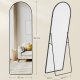SONGMICS Helkroppsspegel, B&ouml;jd Golvspegel med Stativ, Aluminiumram, H&auml;rdat Glas, F&ouml;r Sovrum, Vardagsrum, Garderob, Runt H&ouml;rn, 160 x 50 cm, Matt Svart LFM051BD01