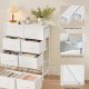 SONGMICS Kommode til sovev�relse, Kommode, St�l, MDF, 8 skuffer i ikke-v�vet stof, Opbevaringsenhed, Skab, Entr&eacute;, Cloud White og Snow White ULGS124WH01