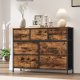 SONGMICS Kommode, 7 opbevaringsskuffer Sovev�relse, Opbevaringsm�bel, St�l, MDF, Ikke-v�vet stof, Til Sovev�relse, Skab, Entre, Stue, Rustik Brun og Bl�ksort LGS323BH04